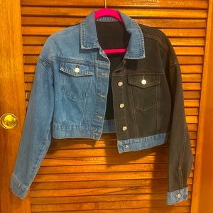 Black & Blue Cropped Jean Jacket